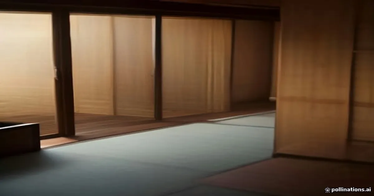zen tea house minimalist interior with tatami mats