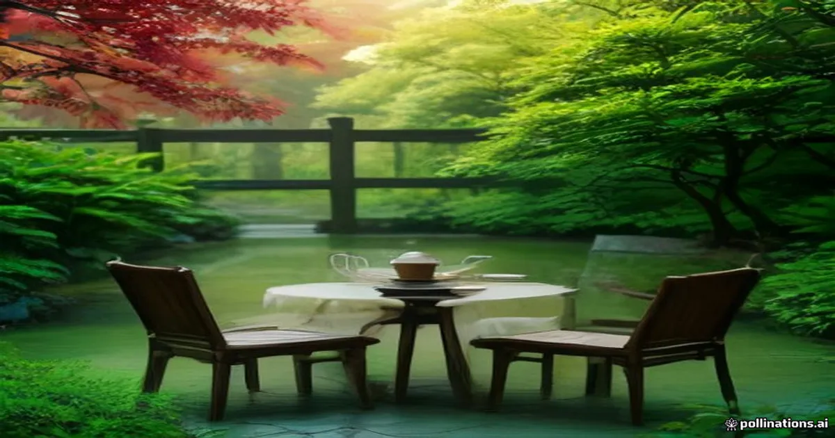 peaceful Asian tea garden setting